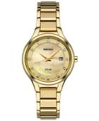 Seiko Women's Dress Solar Diamond-accent Gold-tone Stainless Steel Bracelet Watch 29mm Sut320