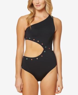 Jessica Simpson Embellished One-shoulder Cutout One-piece Swimsuit Women's Swimsuit