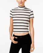 In Awe Of You By Awesomeness Tv Juniors' Striped Mock-neck Crop Top