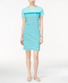 Karen Scott Striped Short-sleeve Sheath Dress, Only At Macy's