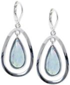 Anne Klein Silver-tone Crystal Teardrop Leverback Earrings
