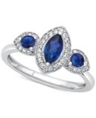 Sapphire (3/4 Ct. T.w.) & Diamond (1/6 Ct. T.w.) Ring In 14k White Gold
