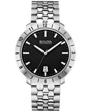 Bulova Accutron Ii Men's Moonview Stainless Steel Bracelet Watch 42mm 96b207