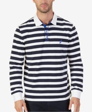 Nautica Men's Classic-fit Shipman Stripe Long Sleeve Polo