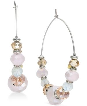 Inc International Concepts Silver-tone Beaded Hoop Earrings