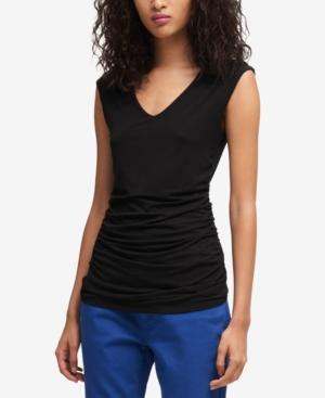 Dkny Ruched V-neck Top