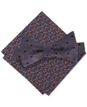 Tommy Hilfiger Men's Dot To-tie Silk Bow Tie & Floral Silk Pocket Square Set