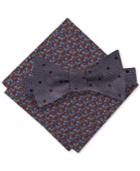 Tommy Hilfiger Men's Dot To-tie Silk Bow Tie & Floral Silk Pocket Square Set