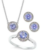 Tanzanite (1-2/3 Ct. T.w) And White Topaz (1-1/2 Ct. T.w.) Jewelry Set In Sterling Silver