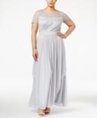Alex Evenings Plus Size Sequined Illusion Lace Gown
