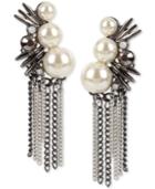 Inc International Concepts Two-tone Imitation Pearl Spiky Fringe Drop Earrings, Only At Macy's