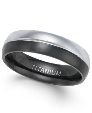 Sutton By Rhona Sutton Men's Two-tone Titanium Ring