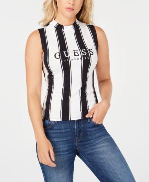 Guess Sleeveless Striped Mock-neck Top