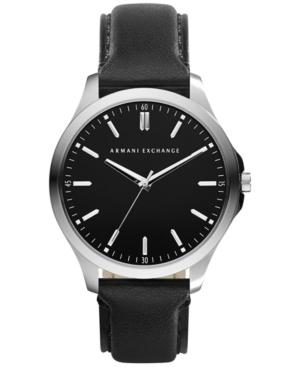 Ax Armani Exchange Men's Black Leather Strap Watch 45mm Ax2149