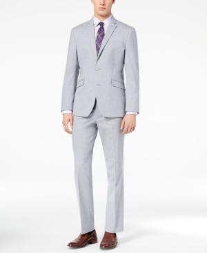 Kenneth Cole Reaction Men's Techni-cole Slim-fit Stretch Light Blue Sharkskin Suit