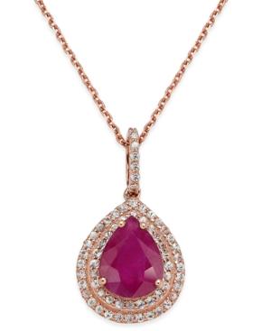 Certified Ruby (2 Ct. T.w.) & White Sapphire (1/2 Ct. T.w.) Pendant Necklace In 14k Rose Gold
