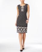 Jm Collection Petite Printed Split-neck Sheath Dress, Only At Macy's