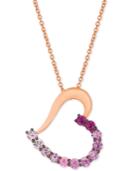 Le Vian Strawberry Layer Cake Multi-gemstone Ombre Heart 18 Pendant Necklace In 14k Rose Gold