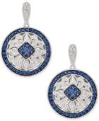 Sapphire (2 Ct. T.w.) And Diamond (1/4 Ct. T.w.) Decorative Disc Drop Earrings In Sterling Silver