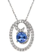 Blue Topaz (1-1/2 Ct. T.w.) And White Topaz (1-1/5 Ct. T.w.) Circle Swirl Pendant Necklace In Sterling Silver