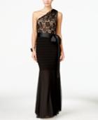 B & A By Betsy And Adam Lace One-shoulder Mermaid Gown