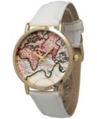 World Map Leather Strap Watch