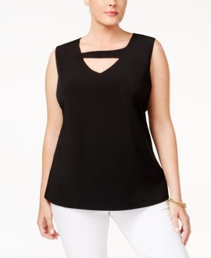 Nine West Plus Size Keyhole Top