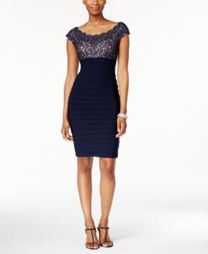 Xscape Lace Pleated Bodycon Dress