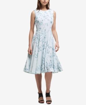 Dkny Floral Wallpaper Fit & Flare Dress