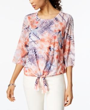 Jm Collection Studded Tie-hem Top, Created For Macy's