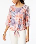 Jm Collection Studded Tie-hem Top, Created For Macy's