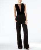 Jessica Simpson Weaver Mesh-inset Wide-leg Jumpsuit