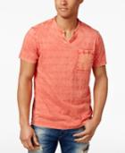 Guess Men's Leland Stripe Split-neck Cotton Pocket T-shirt