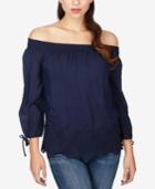 Lucky Brand Eyelet-trim Off-the-shoulder Top