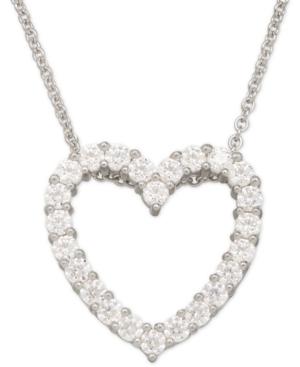 Swarovski Zirconia Heart Pendant Necklace In Sterling Silver