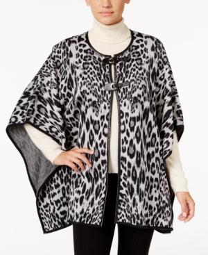 Jm Collection Animal-print Jacquard Poncho, Only At Macy's