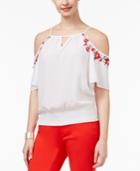 Thalia Sodi Embroidered Cold-shoulder Top, Only At Macy's