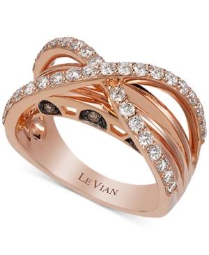 Le Vian Chocolatier Chocolate And Vanilla Diamond Ring (9/10 Ct. T.w.) In 14k Rose Gold