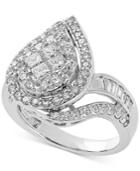 Diamond Teardrop Cluster Engagement Ring (2 Ct. T.w.) In 14k White Gold