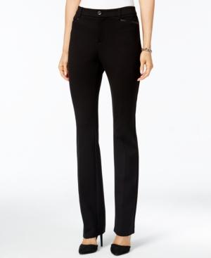 Charter Club Ponte Faux-leather-trim Straight-leg Pants, Only At Macy's