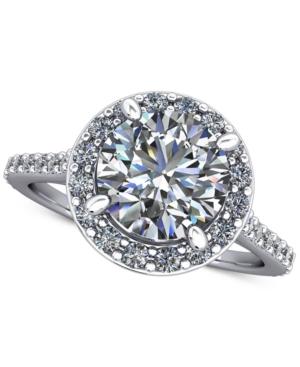 Diamond Square Halo Skinny Mount (1/3 Ct. T.w.) In 14k White Gold