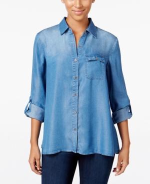 Style & Co. Petite Denim Button-back Shirt, Only At Macy's
