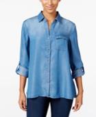 Style & Co. Petite Denim Button-back Shirt, Only At Macy's