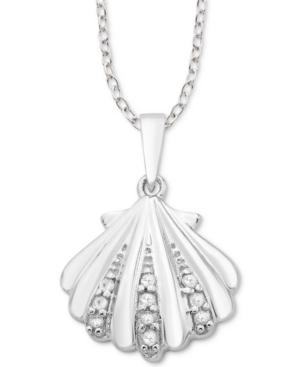 Diamond Seashell 18 Pendant Necklace (1/10 Ct. T.w.) In Sterling Silver