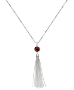 Garnet (2-1/4 Ct. T.w.) Tassel Lariat Necklace In Sterling Silver With 14k Gold Accents