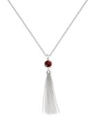 Garnet (2-1/4 Ct. T.w.) Tassel Lariat Necklace In Sterling Silver With 14k Gold Accents