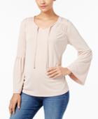 Style & Co Lantern-sleeve Peasant Top, Created For Macy's