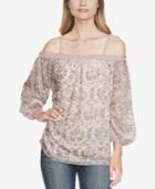 Jessica Simpson Juniors' Cold-shoulder Printed Top