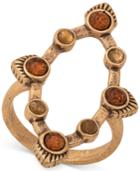 Lucky Brand Gold-tone Rustic Stone Statement Ring
