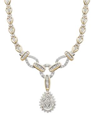 Diamond Necklace, 14k Gold Diamond Teardrop (2-1/2 Ct. T.w.)